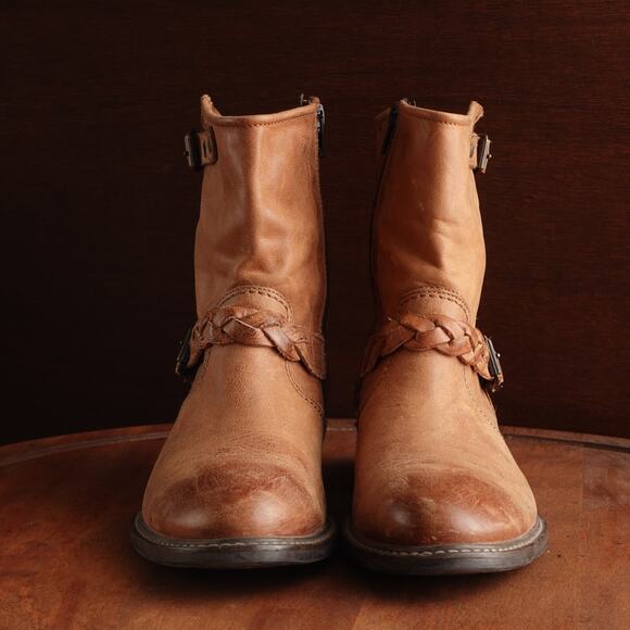 Paul Green Boots WMS SZ UK 5 US 7.5 Brown Munchen Nathan Leather Moto Ankle Zip - Picture 3 of 16